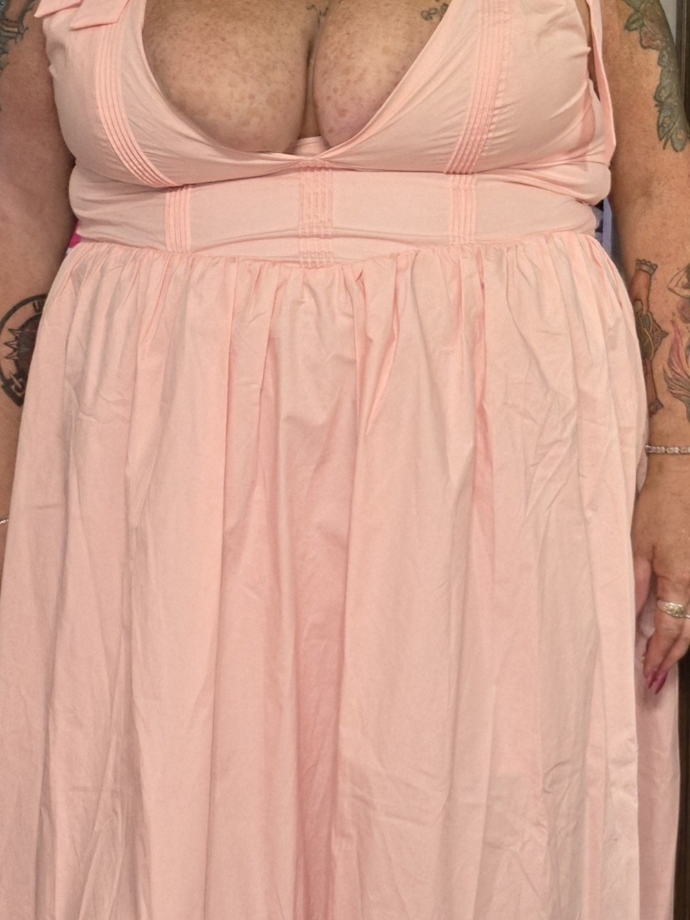 Light Pink Sleeveless Maxi Dress With Cute Bows On The Stra0s NEW Fashion Nova